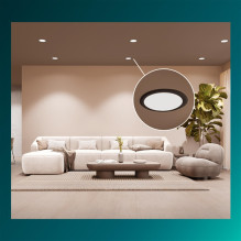 Recessed Philips LED luminaire, 16.5W, 3000K, Ø16.5, black