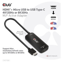 Club3D Adapter HDMI + MicroUSB USB-C 4K120Hz aktiv St / Bu
