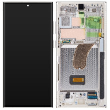 LCD screen Samsung S918 S23 Ultra 5G with touch screen and frame Cream original (assembled service pack)