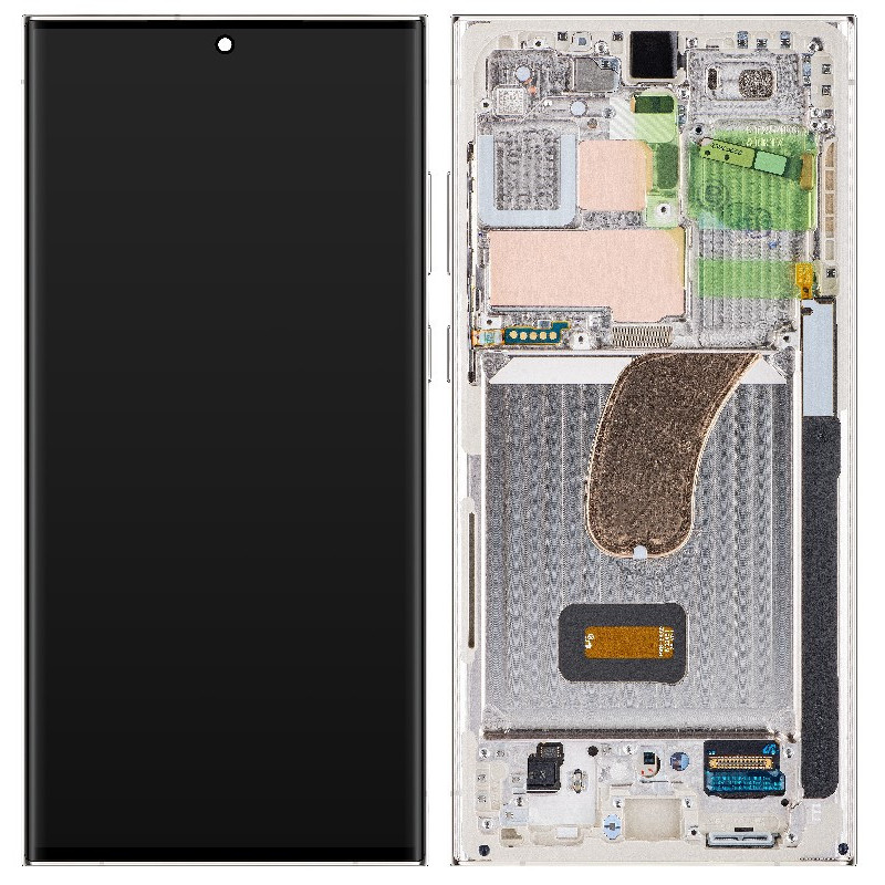 LCD screen Samsung S918 S23 Ultra 5G with touch screen and frame Cream original (assembled service pack)