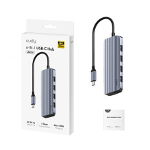 „Cudy UH500“ nešiojamojo kompiuterio prijungimo stotelė / prievadų replikatorius USB 3.2 Gen 1 (3.1 Gen 1) Type-C pilka,