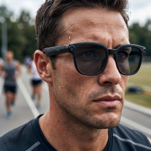 Smart AI glasses with music and recording, black glass, TITMO G-200, black