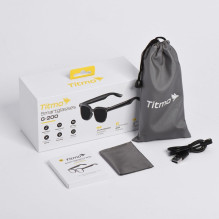 Smart AI glasses with music and recording, black glass, TITMO G-200, black