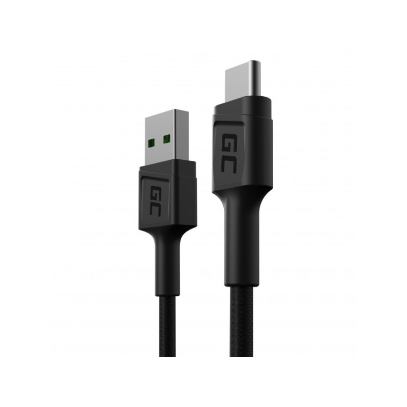 USB Kabelis - Green Cell KABGC25 USB A į USB C 0,3 m Juodas