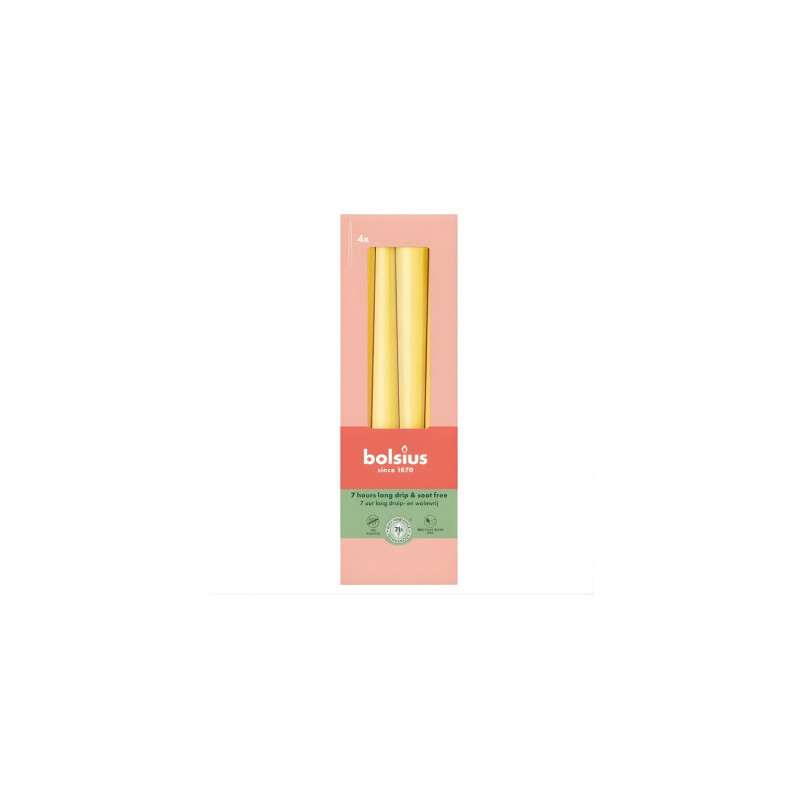 Bolsius Table candles 4pcs. in a box 245 / 24mm yellow