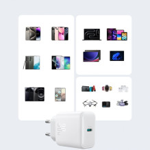 Joyroom JR-TCF24 USB-C PD 30W QC SFC network charger - white + 1m USB-C cable