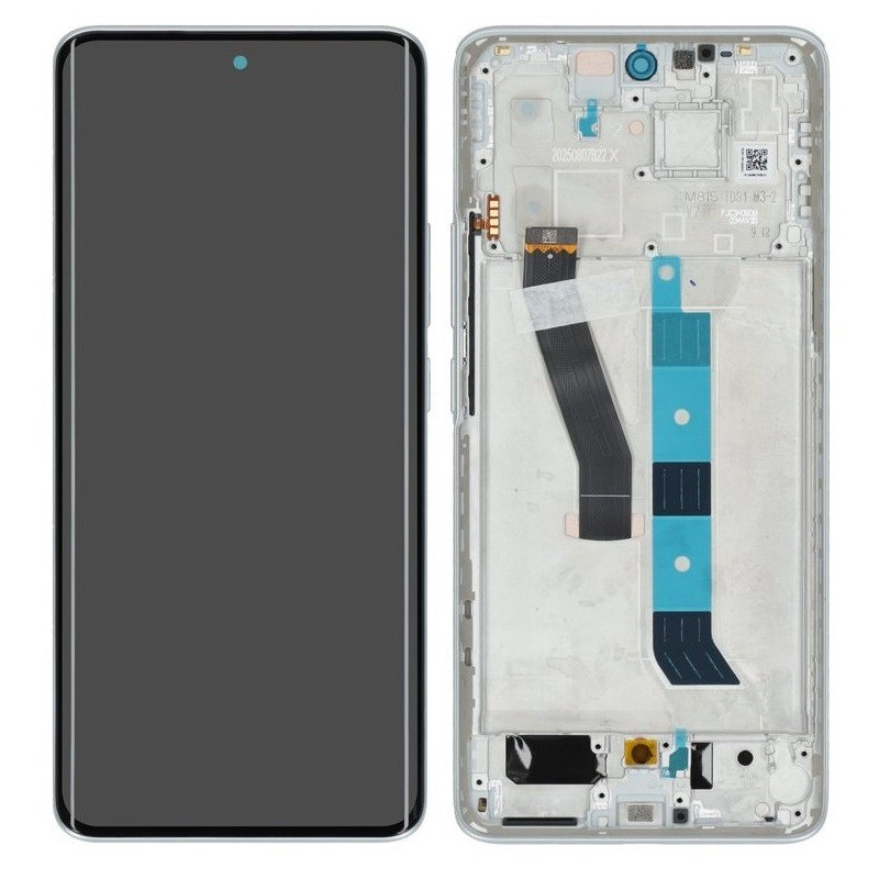 LCD screen Xiaomi Poco M8 5G with touch screen with frame Silver original (service pack)