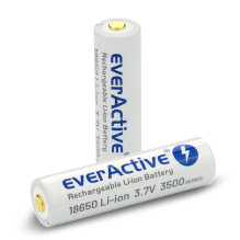 Baterija - EverActive 18650 3 500 mAh Li-Ion Įkraunama Su Micro USB, Balta