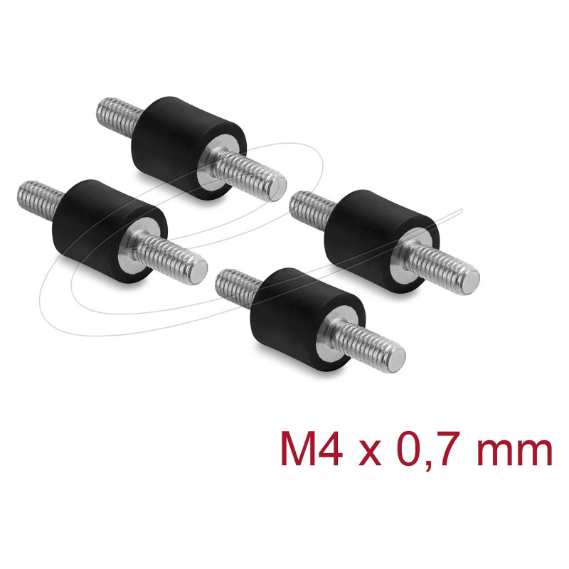 Delock vibration damper M4 x 0.7 mm D 10 x H 10 mm with 2 x external threads, 4 pieces, black