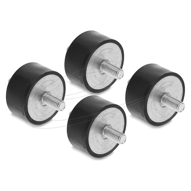 Delock vibration damper M8 x 1.25 mm D 40 x H 20 mm with 2 x external threads, 4 pieces, black