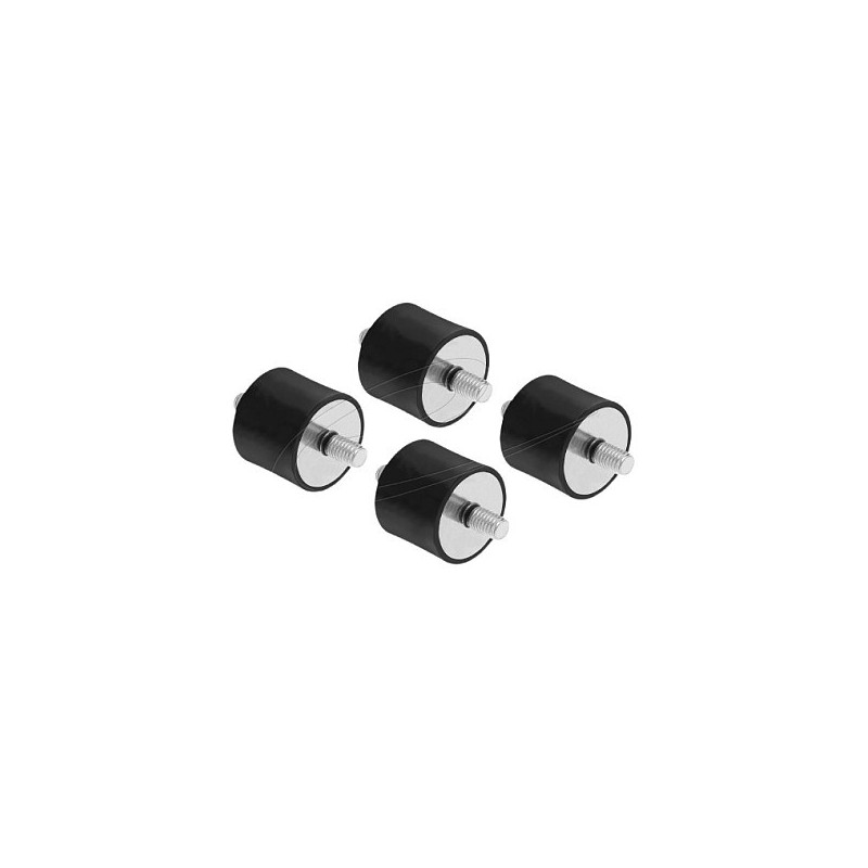 Delock vibration damper M6 x 1 mm D 25 x H 20 mm with 2 x external threads, 4 pieces, black