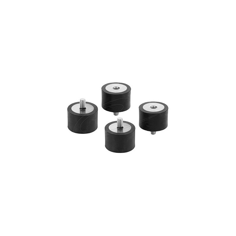Delock vibration dampers M6 x 1 mm D 30 x H 20 mm with internal and external threads, 4 pieces, black