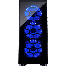 Inter-Tech CXC2 Midi Tower ATX Gaming Gehäuse Seitenfenster, blaue LED