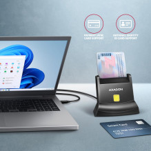CARD READER STAND SMARTCARD / ID / USB-C 1.2M CRE-SM4NC AXAGON
