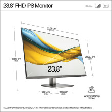 LCD Monitor, HP, 23.8 ", 1920 x 1080 pixels, Full HD, Native aspect ratio 16:9, LCD, Flat, B11W5AT