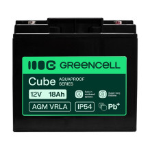 Green Cell AGM VRLA 12V 18Ah maintenance-free battery for cash registers, toys, cameras (181x77x167mm)