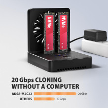 SSD ACC DOCK STATION USB-C / 2XM.2 NVME ADSA-M2C22 AXAGON