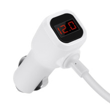 HOCO car charger splitter 3in1 with digital display + 2 x USB A 2,1A Z13 silver