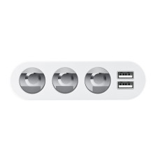 HOCO car charger splitter 3in1 with digital display + 2 x USB A 2,1A Z13 silver