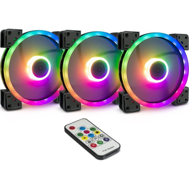 Inter-Tech Ventiliatorius 140*140*25 ARGUS RGB-FAN RINKINYS RS-14 retail