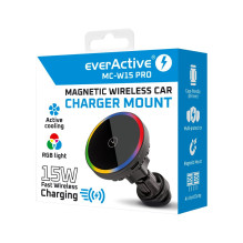 Automobilinis Telefono Laikiklis - everActive MC-W15 Pro Magnetinis Laikiklis, 15 W Belaidis Įkrovimas, Juodas Automobilinis Telefono Laikiklis - everActive MC-W15 Pro Magnetinis Laikiklis, 15 W Belaidis Įkrovimas, Juodas