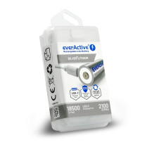 Baterija - everActive 18500 2100mAh USB-C Įkraunama Ličio Jonų, Sidabrinė Baterija - everActive 18500 2100mAh USB-C Įkraunama Ličio Jonų, Sidabrinė