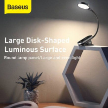 Baseus Home Comfort Reading Mini Clip Lamp + charing cable, 400 mAh, 4000K, 3W Dark Gray (DGRAD-0G)