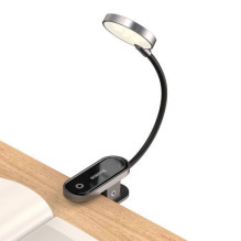 Baseus Home Comfort Reading Mini Clip Lamp + charing cable, 400 mAh, 4000K, 3W Dark Gray (DGRAD-0G)