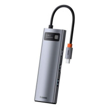 Baseus HUB Metal Gleam Series 8-in-1 Multifunctional (Type-C to PD / 4K HD / USB3.0) Docking Station Gray (CAHUB-CV0G)