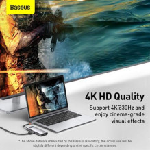 Baseus HUB Metal Gleam Series 8-in-1 Multifunctional (Type-C to PD / 4K HD / USB3.0) Docking Station Gray (CAHUB-CV0G)