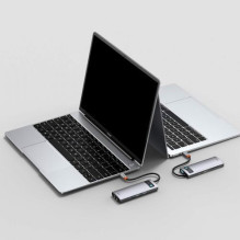 Baseus HUB Metal Gleam Series 8-in-1 Multifunctional (Type-C to PD / 4K HD / USB3.0) Docking Station Gray (CAHUB-CV0G)