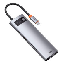 Baseus HUB Metal Gleam Series 8-in-1 Multifunctional (Type-C to PD / 4K HD / USB3.0) Docking Station Gray (CAHUB-CV0G)