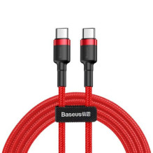 Baseus Type-C - Type-C Cafule Cable PD 2.0, QC 3.0, 60W, 3A, 1m, Red (CATKLF-G09) Baseus Type-C - Type-C Cafule Cable PD 2.0, QC 3.0, 60W, 3A, 1m, Red (CATKLF-G09)