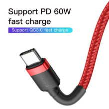 Baseus Type-C - Type-C Cafule Cable PD 2.0, QC 3.0, 60W, 3A, 1m, Red (CATKLF-G09) Baseus Type-C - Type-C Cafule Cable PD 2.0, QC 3.0, 60W, 3A, 1m, Red (CATKLF-G09)