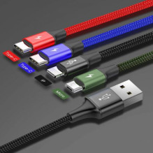 Baseus Cable Fast 4-in-1 For Lightning + Type-C(2) + Micro 3.5A 1.2m Black (CA1T4-B01) Baseus Cable Fast 4-in-1 For Lightning + Type-C(2) + Micro 3.5A 1.2m Black (CA1T4-B01)