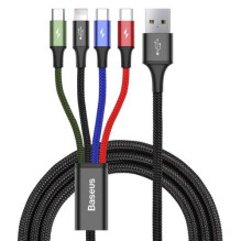 Baseus Cable Fast 4-in-1 For Lightning + Type-C(2) + Micro 3.5A 1.2m Black (CA1T4-B01) Baseus Cable Fast 4-in-1 For Lightning + Type-C(2) + Micro 3.5A 1.2m Black (CA1T4-B01)