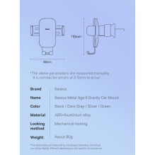 Baseus Car Mount Metal Age II Gravity on the vertical and horizontal ventilation grill Black (SUJS000001)