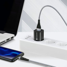 USB-C Įkrovimo Laidas - everActive CBB-1CG, 3 A, 480 Mbps, 1 m, Pilkas USB-C Įkrovimo Laidas - everActive CBB-1CG, 3 A, 480 Mbps, 1 m, Pilkas