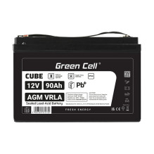 Green Cell CUBE AGM IP54 12V 90Ah VRLA Battery Gel deep cycle scooter mower boat barge mower tractor fishing boat