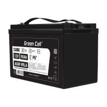 Green Cell CUBE AGM IP54 12V 90Ah VRLA Battery Gel deep cycle scooter mower boat barge mower tractor fishing boat