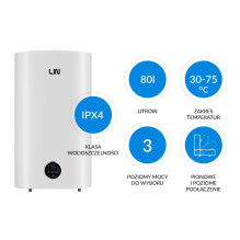 LIN LIFVD1SMWH 80L UNIVERSAL white electric water heater with WiFi