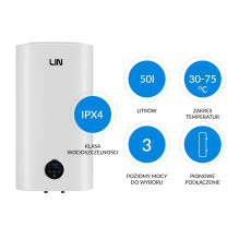 Electric water heater LIN LIFVD1SMWH 50L SMART white Electric water heater LIN LIFVD1SMWH 50L SMART white