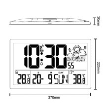 Wall Clock - GreenBlue GB218 Large LCD with Weather Station, Temperature and Date Display