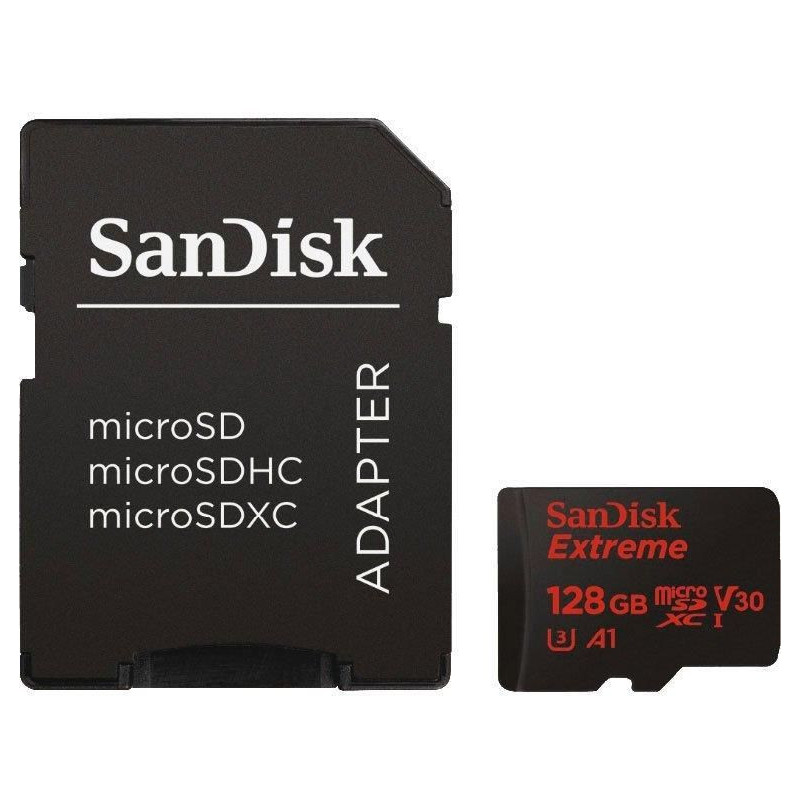 SanDisk Extreme 128 GB MicroSDXC UHS-I Class 10 + adapter