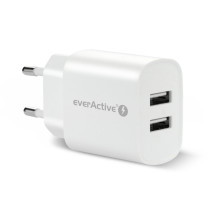 USB Įkroviklis - everActive SC-220 12W Dviejų USB-A prievadų Išmanusis Įkrovimas, Balta USB Įkroviklis - everActive SC-220 12W Dviejų USB-A prievadų Išmanusis Įkrovimas, Balta