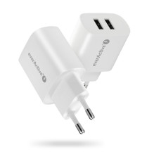 USB Įkroviklis - everActive SC-220 12W Dviejų USB-A prievadų Išmanusis Įkrovimas, Balta USB Įkroviklis - everActive SC-220 12W Dviejų USB-A prievadų Išmanusis Įkrovimas, Balta