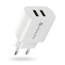 USB Įkroviklis - everActive SC-220 12W Dviejų USB-A prievadų Išmanusis Įkrovimas, Balta USB Įkroviklis - everActive SC-220 12W Dviejų USB-A prievadų Išmanusis Įkrovimas, Balta