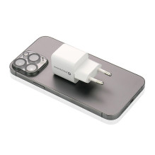 Įkroviklis - everActive 20 W 1xUSB 1xUSB-C QC3.0 PD GaN Kompaktiškas Baltas