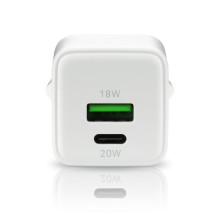 Įkroviklis - everActive 20 W 1xUSB 1xUSB-C QC3.0 PD GaN Kompaktiškas Baltas