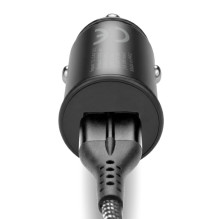 Automobilinis Įkroviklis - everActive CC-15QC 18W su USB-C Kabeliu LED, Juoda